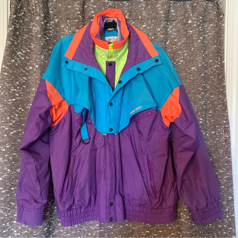 Vintage 1980’s Style Auto Design Neon Ski Snowboard Jacket Size Medium RARE FIND